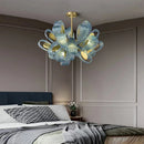 Axyaa Blue Peacock Leaf LED Ceiling Chandelier for Living Room