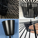 Axyaa Vintage Black Rattan LED Pendant Lamp - Home Ceiling Chandelier
