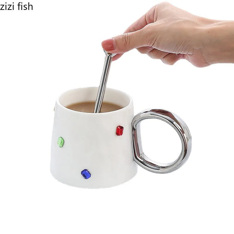 Axya Ceramic Electroplated Tea Coffee Milk Cups for Office Couples