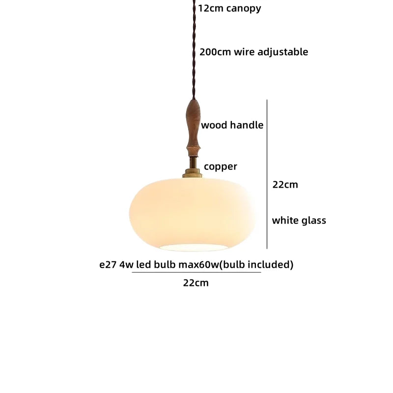 Axyaa White Glass LED Pendant Lights - Modern Nordic Decor Hanging Lamp