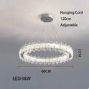 Axyaa LED Crystal Ceiling Lamp Modern Square Dimmable Dining Room Fixture