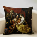 Axyaa Famous Painting Series Cushion Cover 45X45 Linen Pillowcase - Art Decor for Home & Office