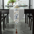 Axyaa Chinese Style Retro Table Runner with Tassel - Home Decor Embroidery Textile