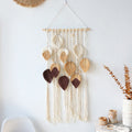 Axyaa Macrame Leaf Tapestry Wall Hanging with Tassels & Bohemian Nordic Aesthetic