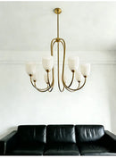 Axyaa pink & white glass pendant light with multiple lamp heads for French living room and bedroom.