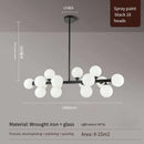 Axyaa White Glass Ball Black Gold Chandelier Bubble Hanging Lights