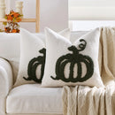 Axyaa Chenille Plush Pumpkin Embroidered Cushion Cover for Home Decor
