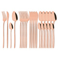 Axyaa 24-Piece Stainless Steel Cutlery Set - Black Mirror Finish