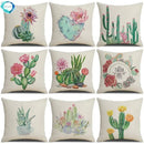 Axyaa Cactus Series Green Plant Printed 45*45cm Cushion Cover - Simple Style Square Pillowcase