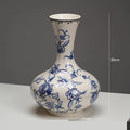 Axyaa Antique Blue White Porcelain Vase - High-End Retro Decor for Living Room