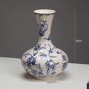 Axyaa Antique Blue White Porcelain Vase - High-End Retro Decor for Living Room