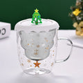 Axyaa 300ml Christmas Double Wall Glass Cup with Silicone Lid