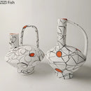 Irregular Ceramic Vase by Axyaa: Abstract Aesthetic Room Decor with Artificial Flowers