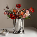 Axyaa Silver Ceramic Plant Vase: Elegant Floral Art Pot for Home & Hotel Decoration