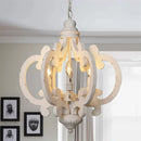 Axyaa Retro White Wood Chandelier for Coffee Bar Dining Living Room