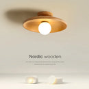 Axyaa Handcrafted Wooden Disc Pendant Ceiling Lamp with LED Lights for Living Room, Corridor, and Balcony