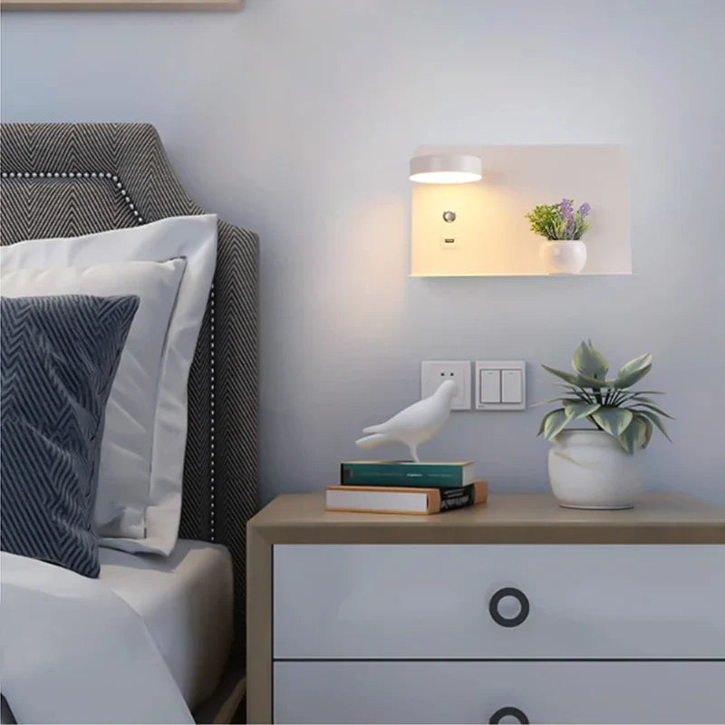Axyaa Rotatable Button Switch Wall Lamp with USB Charging, Modern Minimalist Design