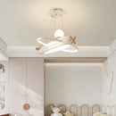 Axyaa Modern Airplane Pendant Lamp for Kids Boy Bedroom Blue Cream Chandelier