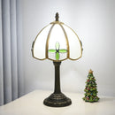 Axyaa 8-Inch Glass Shade Lamp with Bronzed Base, Four-leaf Clover Design for Indoor Lighting