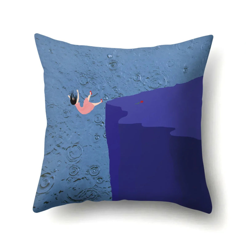 Axyaa Cartoon Abstract Scene Cushion Cover 45x45cm