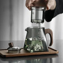 Axya Glass Tea Pot with Infuser and Square Filter - Heat Resistant Teaware