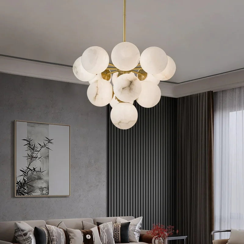 Axyaa Marble Pendant Light: Modern LED Hanging Lamp for Dining Room