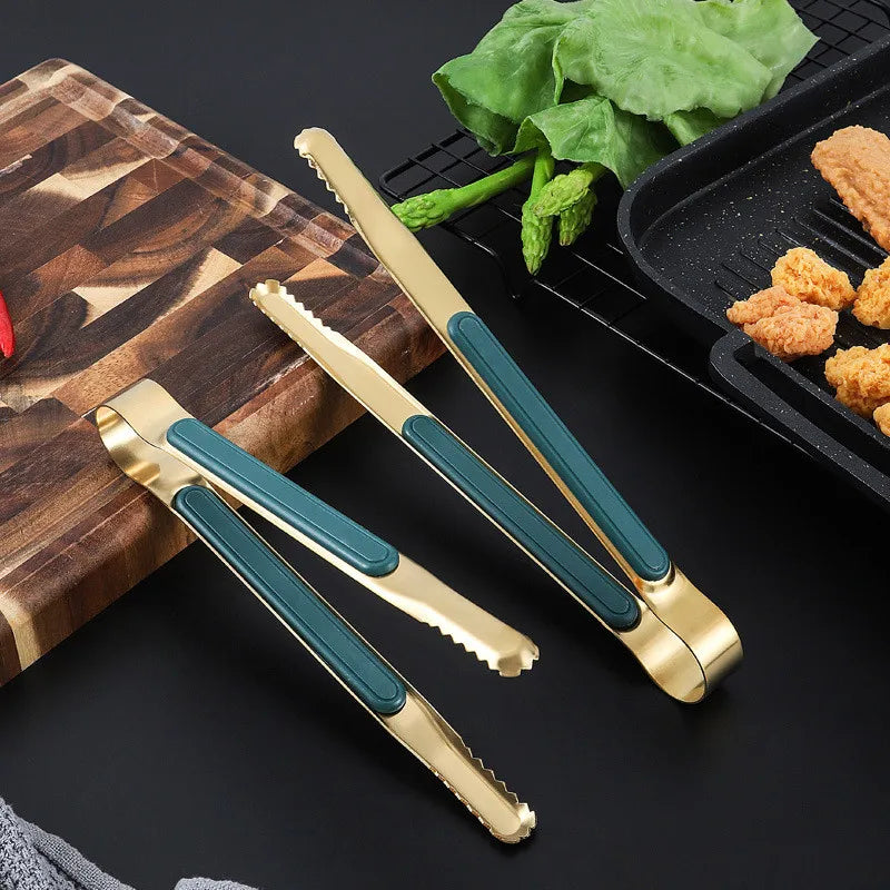 Axyaa Stainless Steel Non-Slip Food Tong Korean Style BBQ Bread Ice Clip