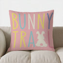 Axyaa Bunny Footprint Happy Easter Pillow Cover for Sofa, Bedroom, Car