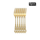 Axyaa Gold Embossed Stainless Steel Tableware Set, Steak Knife, Fork, Spoon, Dessert Fork