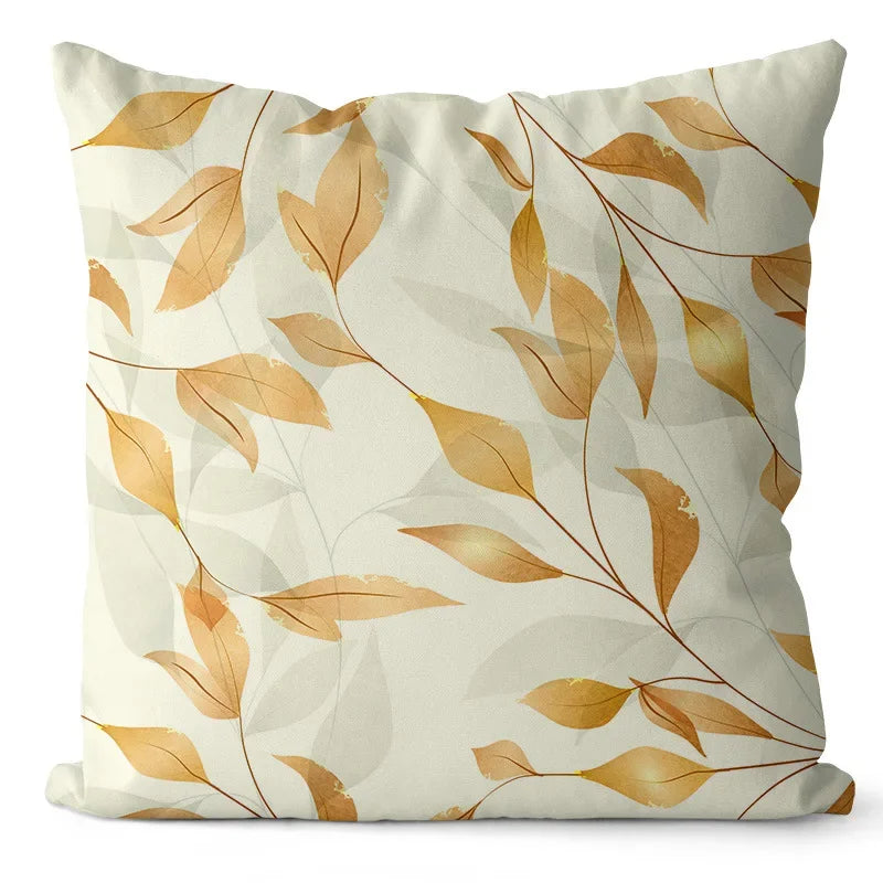 Nordic Leaves Pattern Cushion Covers for Home Decor by Axyaa