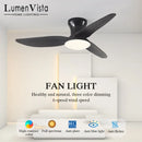 Axyaa Wood Grain Ceiling Fan Light Remote Control LED 3 Leaves Quiet Electric Fan