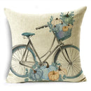 Big Blue Pumpkin Bike White Pillowcase Set for Home Decor - Axyaa