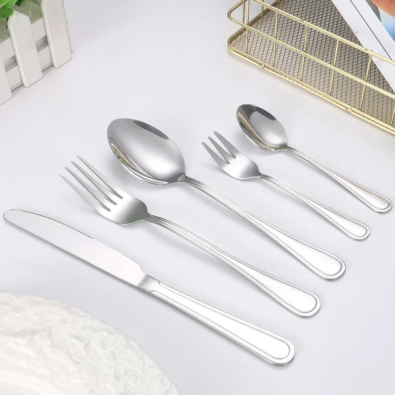 Axyaa 30-Piece Stainless Steel Cutlery Set - Ideal for Restaurants and Hotels
