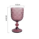 Axyaa Spiral Floral Embossed Goblet Set - 300ml Vintage Wine Glasses Cozy Collection