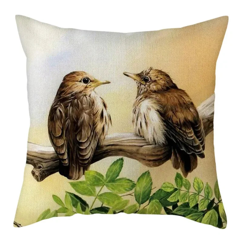 Magpie Print Cushion Cover by Axyaa: Decorative Flora & Fauna Pillowcase for Home