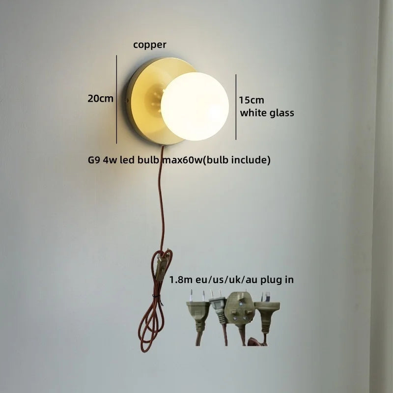 Axyaa Wabi Sabi LED Wall Sconce White Glass Walnut Wood Modern Decor