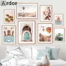 Pink Flower Palm Balloon Canvas Painting Nordic Posters for Modern Living Room Decor by Axyaa