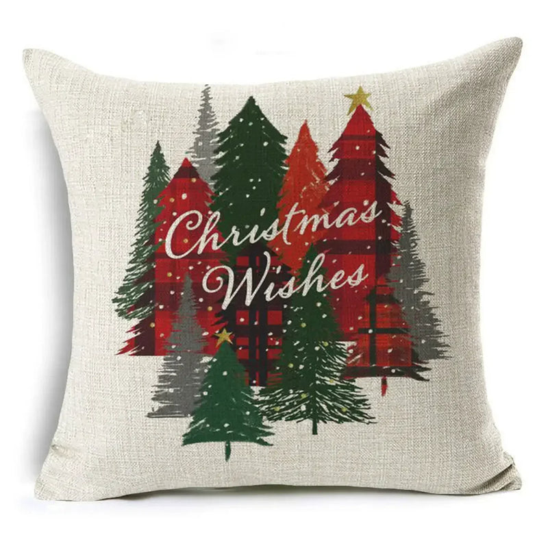 Axyaa Cartoon Christmas Linen Pillowcase Decoration 45cm*45cm, Perfect Gift for Home