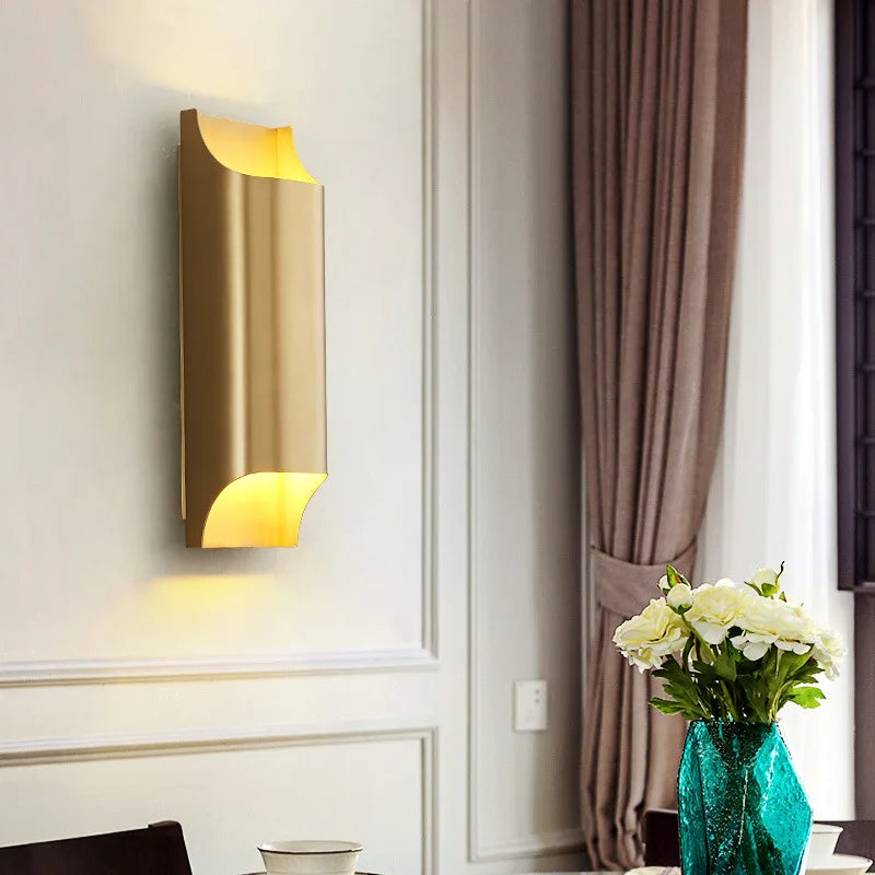 Axyaa Modern Brass LED Wall Lamp for Hotel Living Room, Bedroom & Corridor