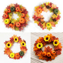 Axyaa Fall Wreath with Pumpkin, Pine Cones, Berries, Maple Garland - Thanksgiving Decor