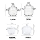 Axya Glass Stew Pot with Transparent Cover and Soup Bowl, Home Kitchen Supplies