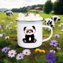 Axyaa Panda Print Enamel Coffee Tea Cup Cute Kawaii Mugs Drinkware Unique Gift
