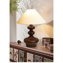 Axyaa Wooden Table Lamp, Wabi-sabi Retro Style, Solid Wood & Metal Bedroom Ambiance