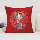 Axyaa Beijing Opera Face Changing Pillow Case 45x45cm for Sofa & Car Decoration