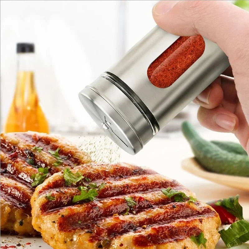 Axyaa Stainless Steel Spice Shaker Seasoning Pot Rotating Kitchen Gadget