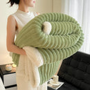 Axyaa Striped Artificial Wool Blanket: Soft & Cozy Fleece Throw for Sofa & Bed