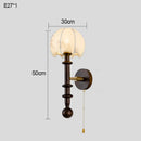 Axyaa Solid Wood Wall Lamp French Retro Fabric Printing Bedroom Lighting