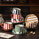 Axyaa Minimalist Stripe Ceramic Coffee Cup and Saucer Set