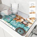 Axyaa Watercolor Flowers Absorbent Draining Dish Drying Mat