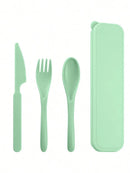 Axyaa Portable Cutlery Set: Plastic Knife, Fork & Spoon - Reusable for School, Outdoor, Camping